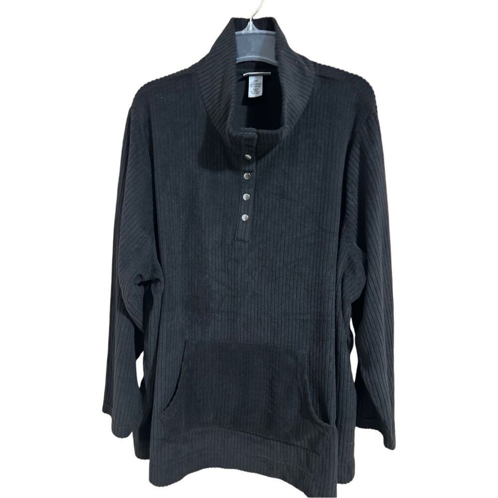 Catherines Size 3XWP Long Sleeve Tunic Top Front Snap Tunnel Pocket